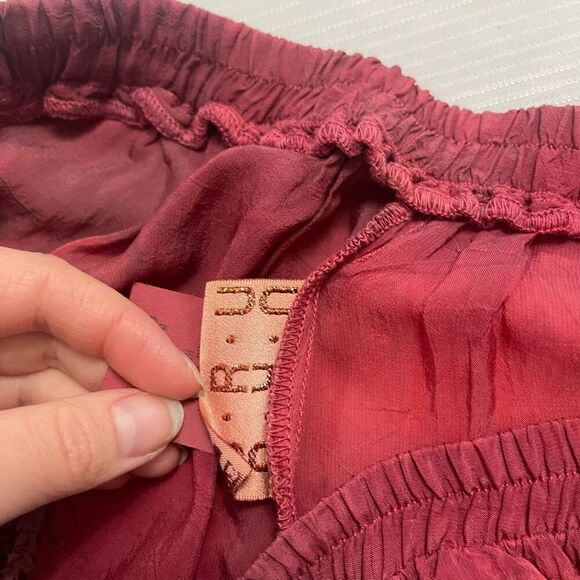 URU Hand Dyed Red Silk Boho Art To Wear Oversized 2 Piece Pant Set One Size - Picture 8 of 14